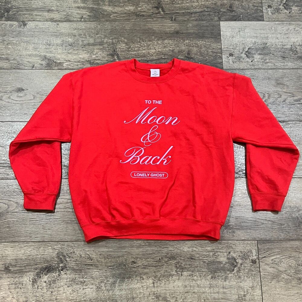 LONELY GHOST Red "To The Moon & Back" Crewneck Sweatshirt